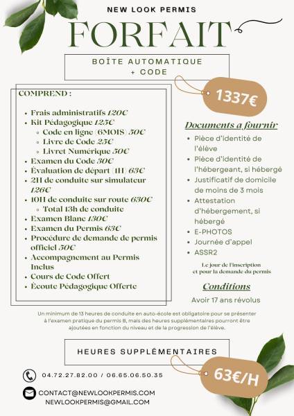 Passer son permis B en boîte automatique avec code à Fontaine-sur-Saône